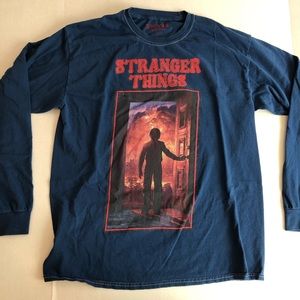 Stranger Things L/S Shirt L Dark BLUE Cotton SOFT